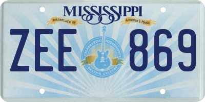 MS license plate ZEE869