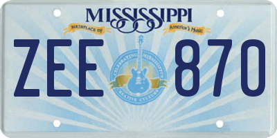 MS license plate ZEE870