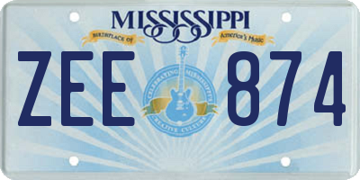 MS license plate ZEE874