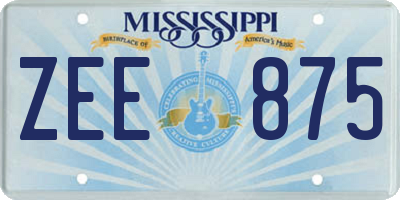 MS license plate ZEE875