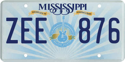 MS license plate ZEE876