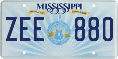 MS license plate ZEE880