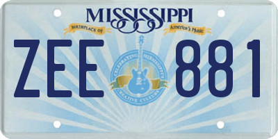 MS license plate ZEE881