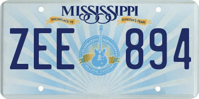 MS license plate ZEE894