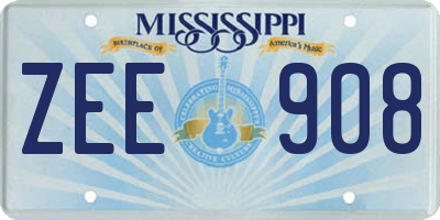 MS license plate ZEE908