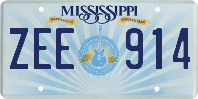 MS license plate ZEE914