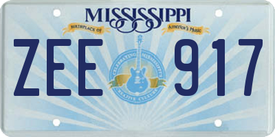 MS license plate ZEE917