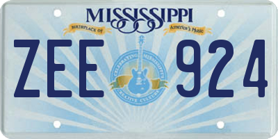 MS license plate ZEE924
