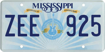 MS license plate ZEE925