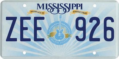 MS license plate ZEE926