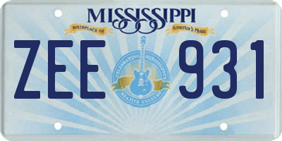 MS license plate ZEE931