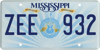 MS license plate ZEE932