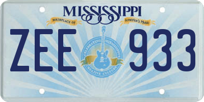 MS license plate ZEE933