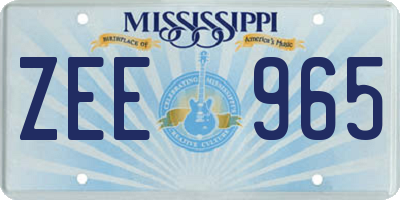 MS license plate ZEE965
