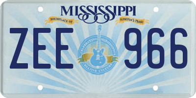 MS license plate ZEE966