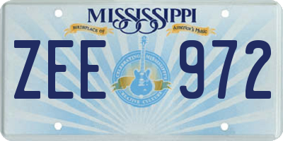 MS license plate ZEE972