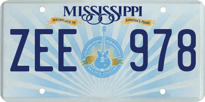 MS license plate ZEE978
