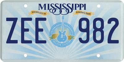 MS license plate ZEE982