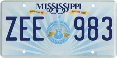 MS license plate ZEE983