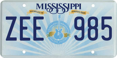 MS license plate ZEE985