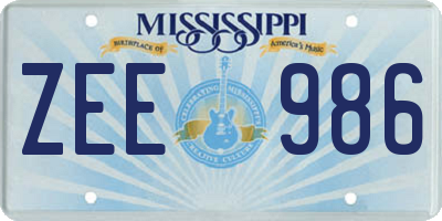 MS license plate ZEE986