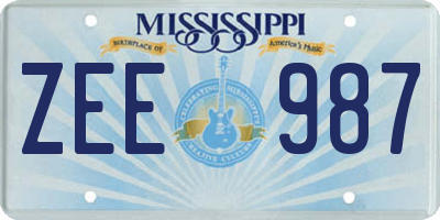 MS license plate ZEE987