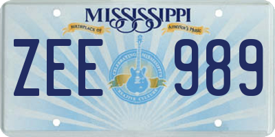 MS license plate ZEE989