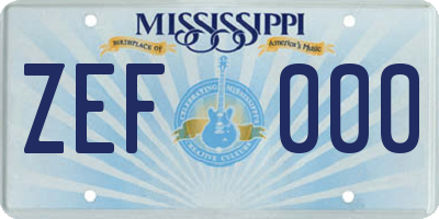MS license plate ZEF000