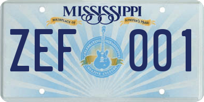 MS license plate ZEF001