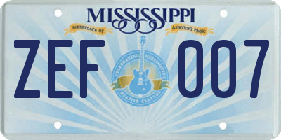 MS license plate ZEF007