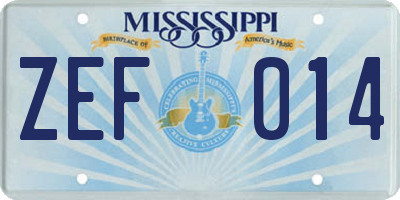 MS license plate ZEF014