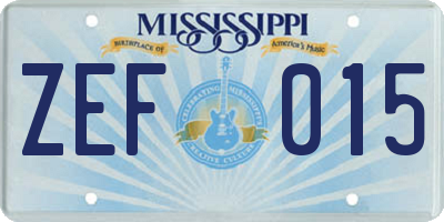 MS license plate ZEF015