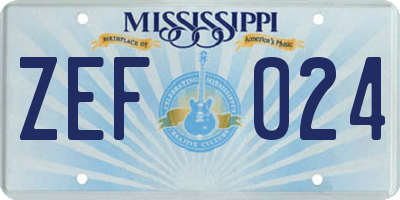MS license plate ZEF024