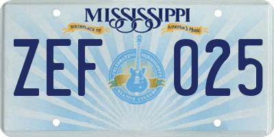 MS license plate ZEF025
