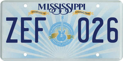 MS license plate ZEF026