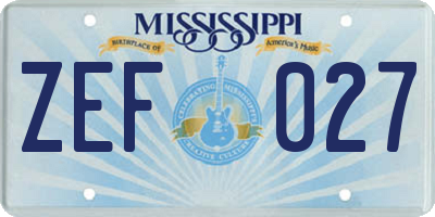 MS license plate ZEF027
