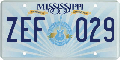 MS license plate ZEF029