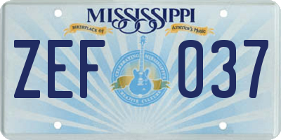 MS license plate ZEF037
