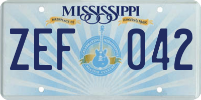 MS license plate ZEF042
