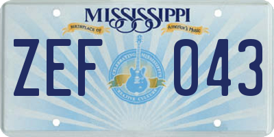 MS license plate ZEF043