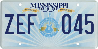 MS license plate ZEF045