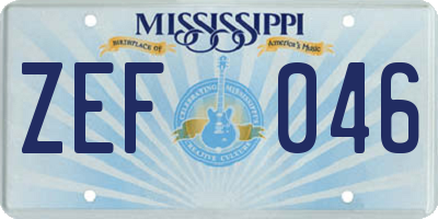 MS license plate ZEF046