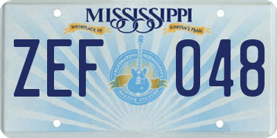 MS license plate ZEF048