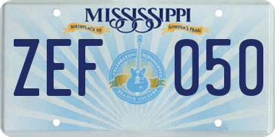MS license plate ZEF050