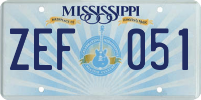 MS license plate ZEF051
