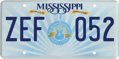 MS license plate ZEF052