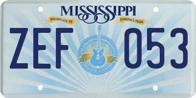 MS license plate ZEF053
