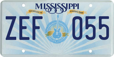 MS license plate ZEF055