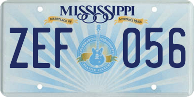 MS license plate ZEF056
