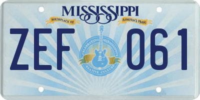 MS license plate ZEF061